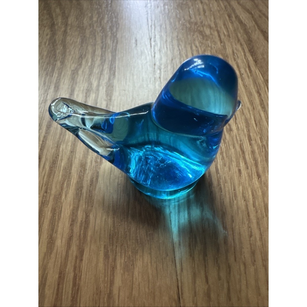 Vintage Ron Ray 1990 Miniature Bluebird of Happiness Glass Figurine Signed